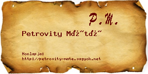 Petrovity Máté névjegykártya